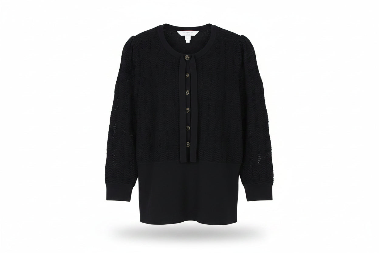 LK Bennett Black Button-Front Cardigan Size S