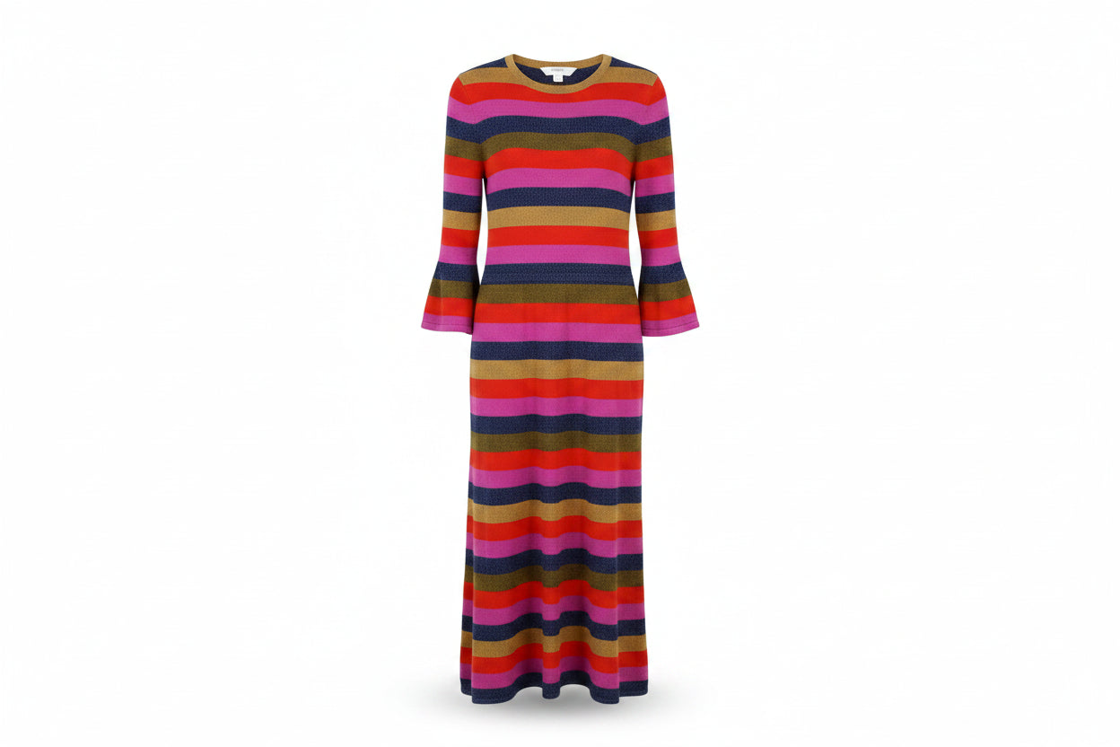 LK Bennett Multicolour Striped Maxi Sweater Dress Size S