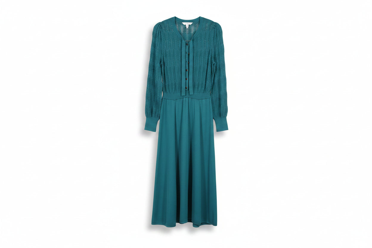 LK Bennett Green Knit Maxi Dress