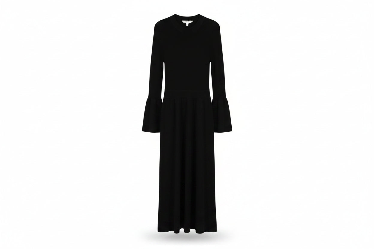 LK Bennett Black Ribbed Maxi Dress