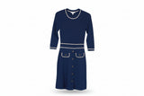 LK Bennett Navy Button-Front A-line Midi Dress