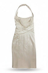 Karen Millen Midi Dress Draped Halter Beige Size 10