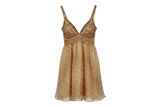 May Queen Midi Dress Beaded Bodice Gold Size 6