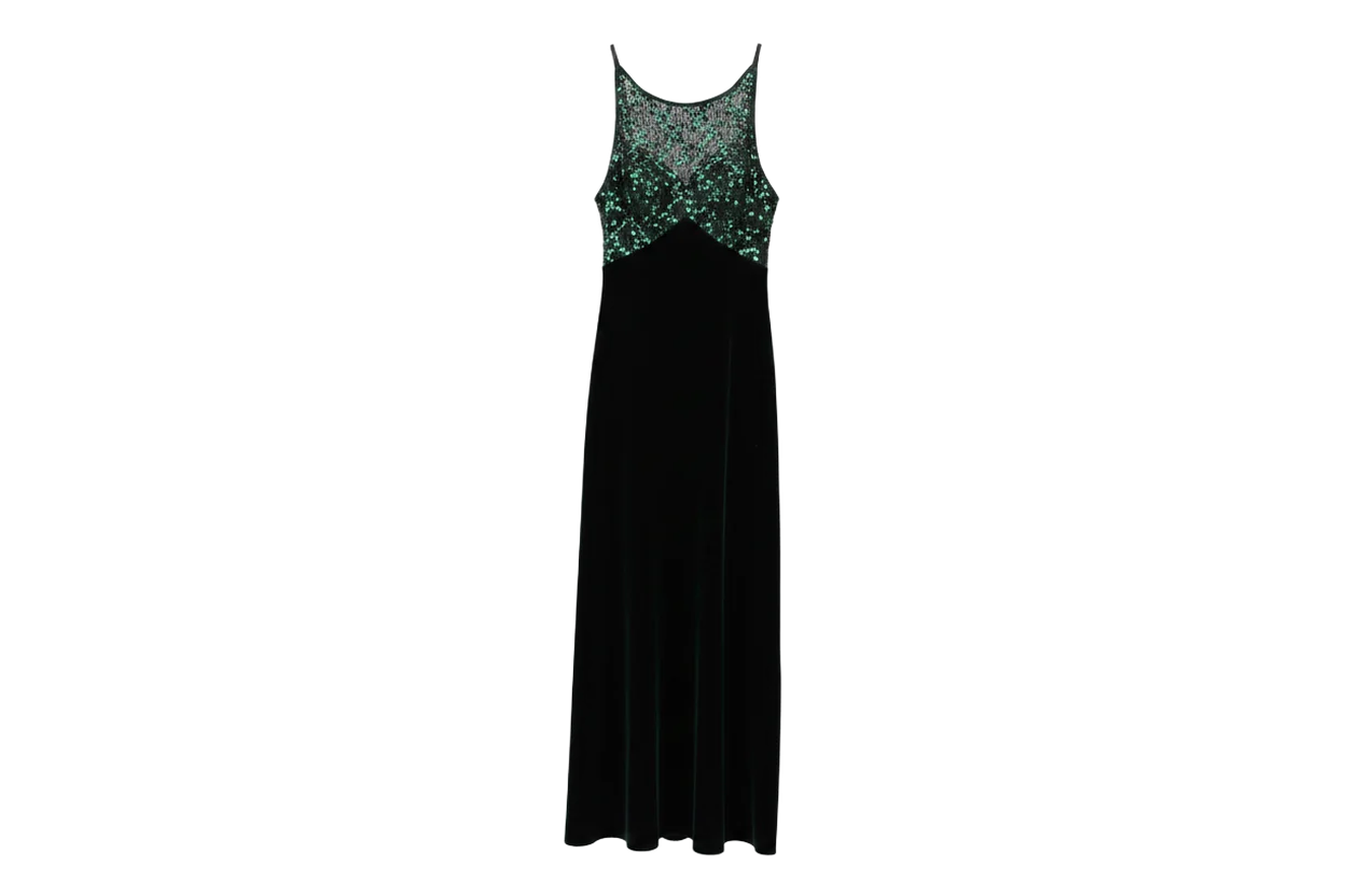 Betsy & Adam Maxi Dress Sequin Bodice Black Size 6