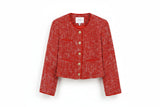 LK Bennett Red Cropped Collarless Blazer