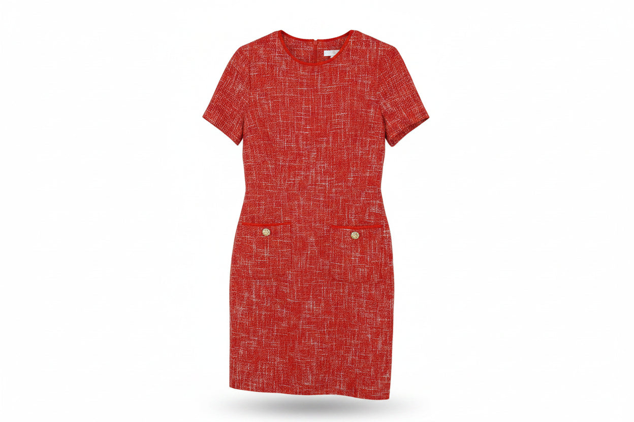 LK Bennett Red Tailored Midi Sheath Dress