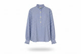 LK Bennett Blue Ruffle Neck Blouse