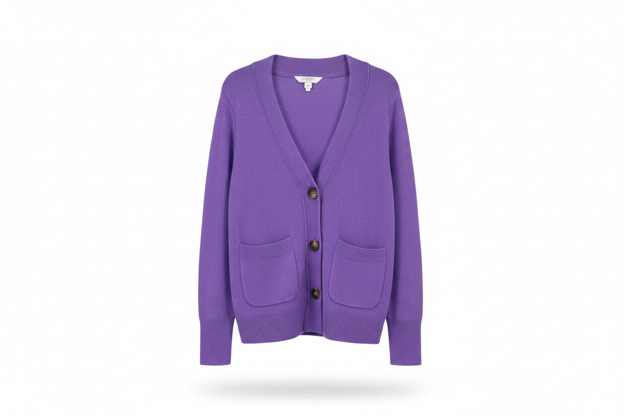 LK Bennett Purple V-neck Long Cardigan