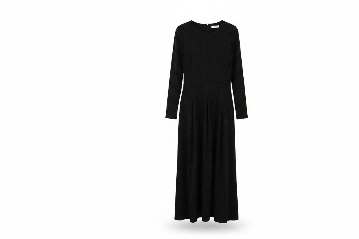 LK Bennett Black Pleated A-line Maxi Dress