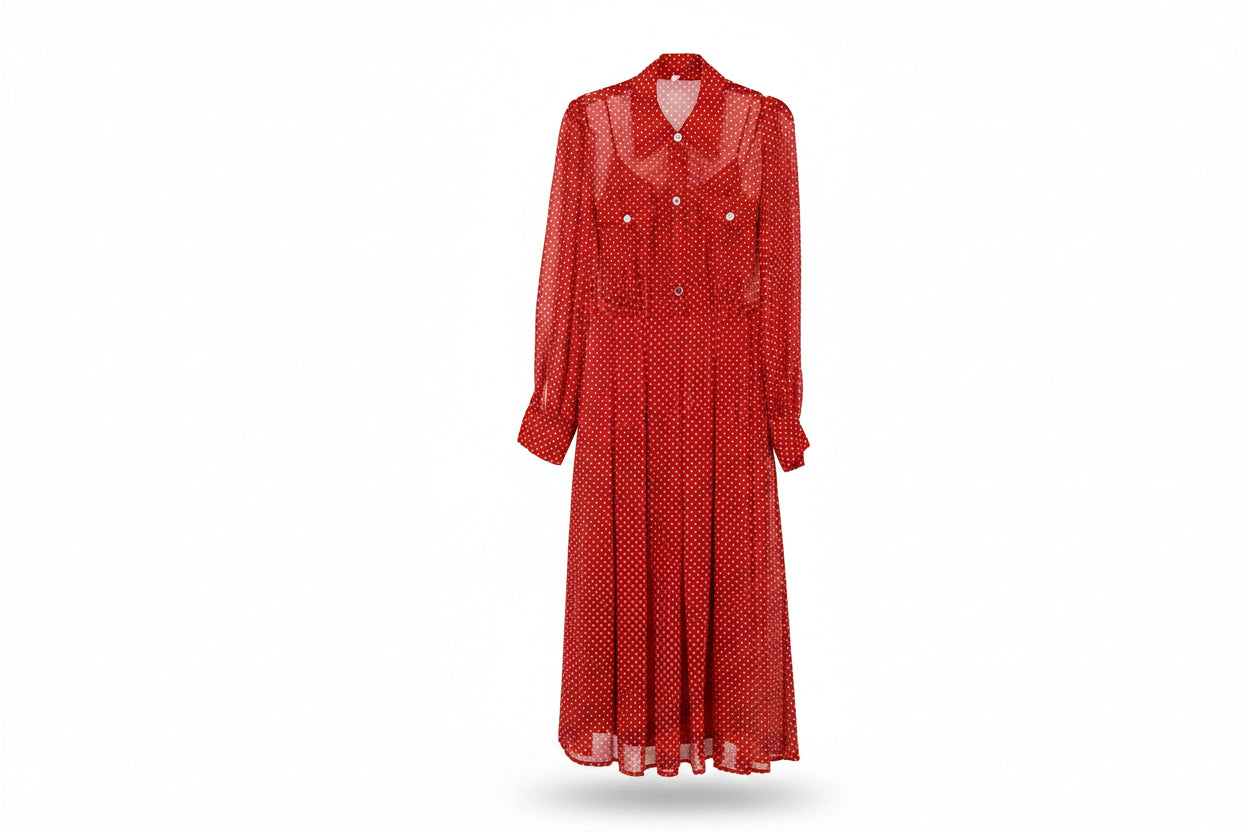 LK Bennett Red Polka Dot Maxi Shirt Dress