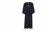 LK Bennett Navy Ruched Maxi Wrap Dress