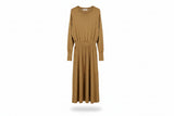 LK Bennett Brown Pleated Flared Maxi Dress