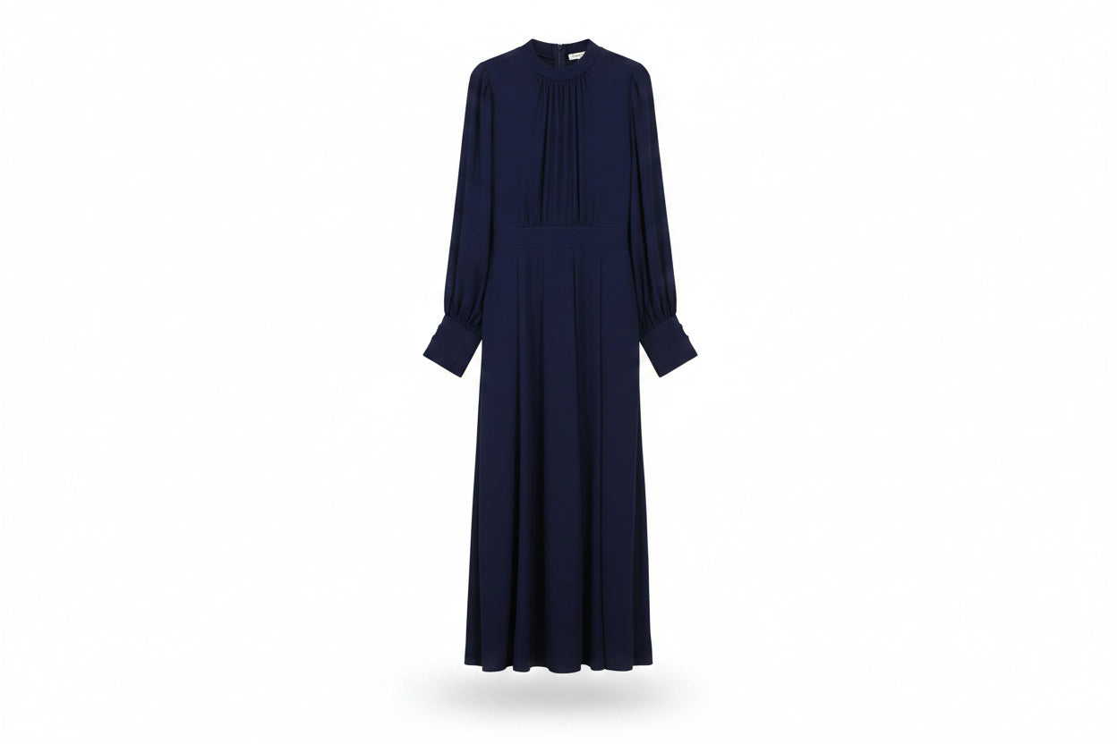 LK Bennett Navy Gathered Maxi Dress
