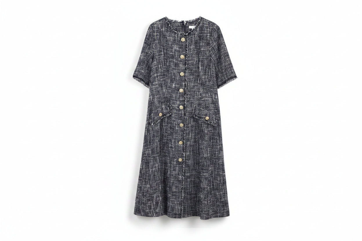 LK Bennett Navy Textured Maxi Dress