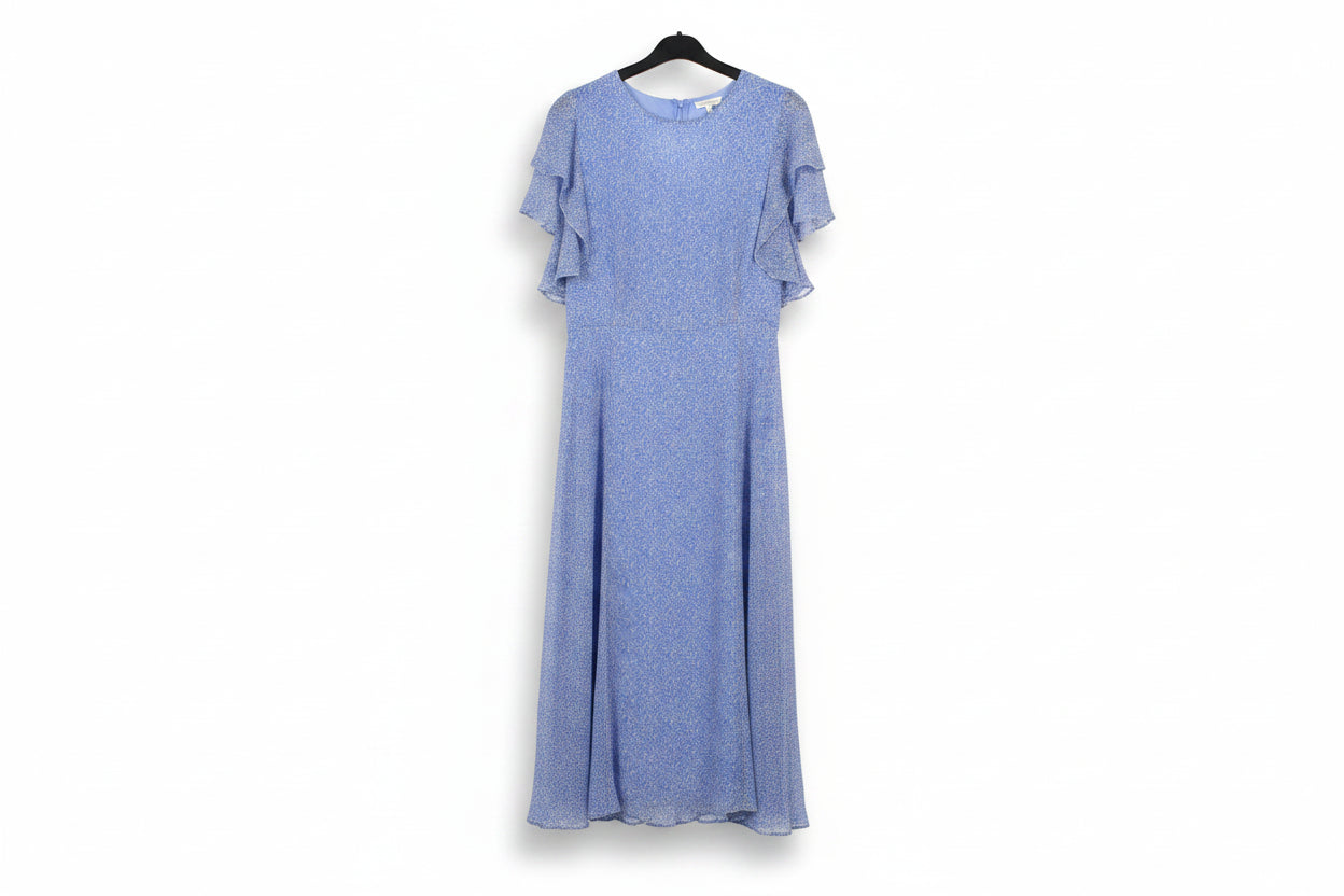 LK Bennett Blue Ruffled Maxi Gown
