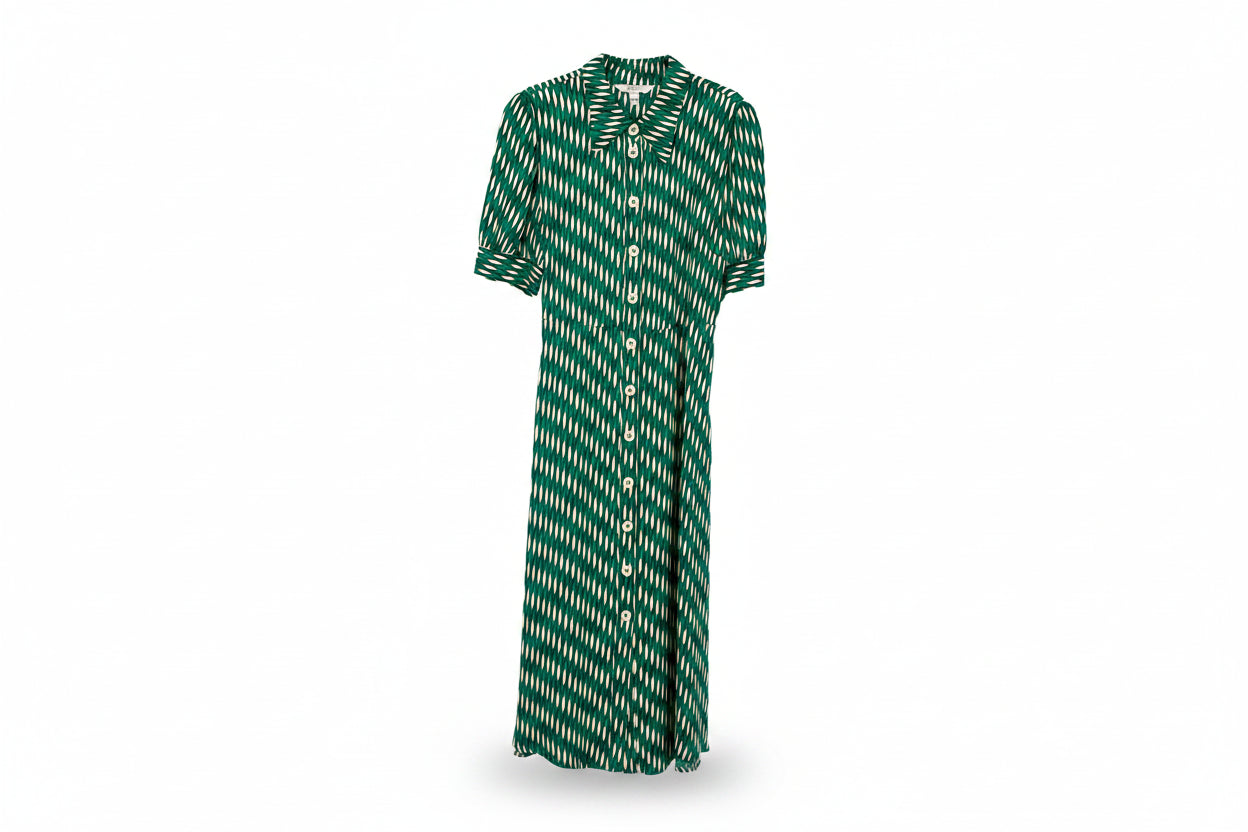 LK Bennett Green Shirt Maxi Dress Size 14