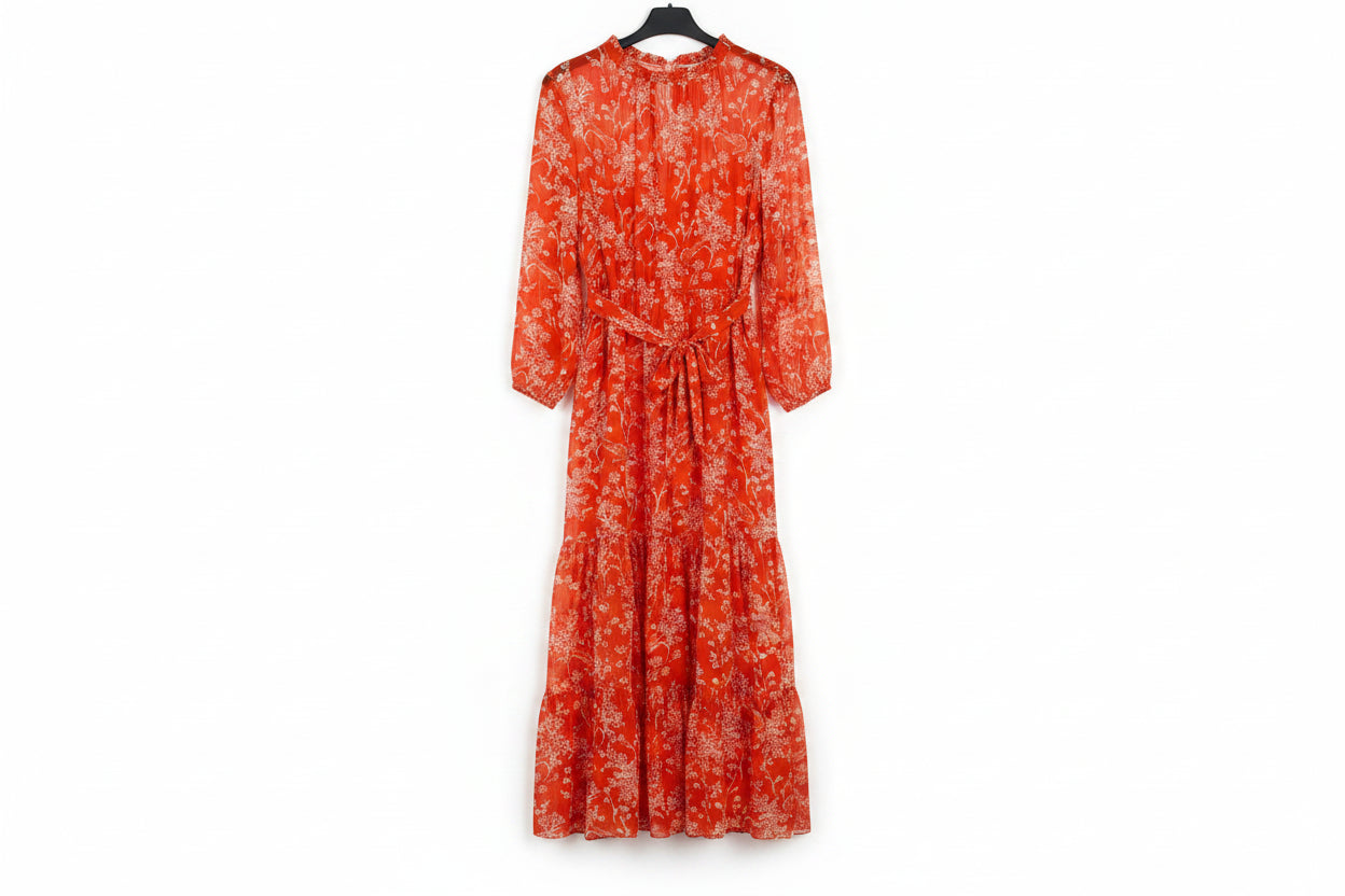 LK Bennett Orange Tiered Maxi Dress Size 16