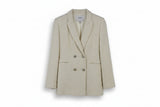 LK Bennett Beige Textured Double-Breasted Blazer