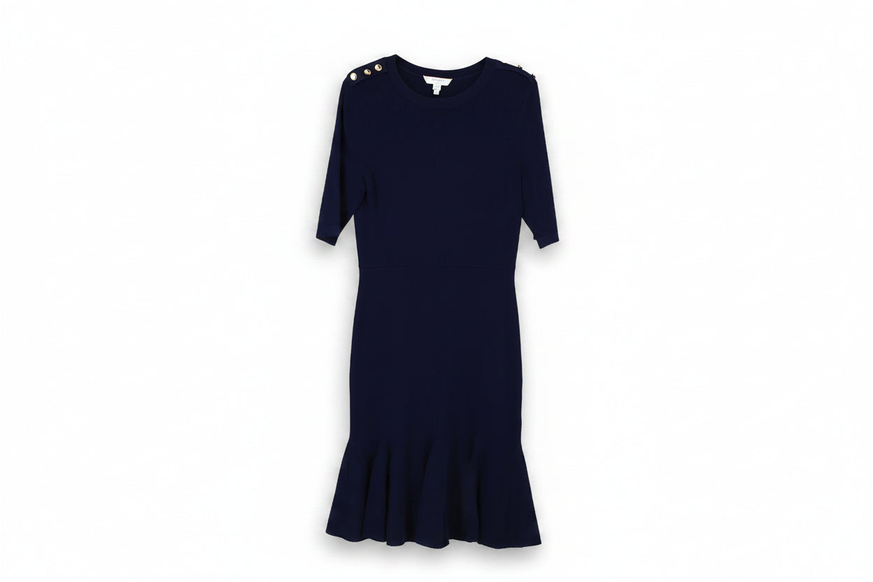 LK Bennett Navy Trumpet Maxi Dress Size M