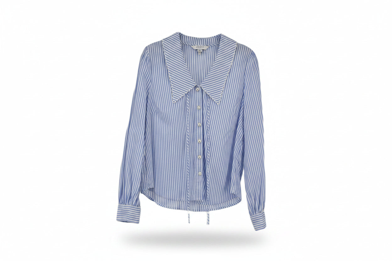 LK Bennett Blue Oversized Striped Blouse
