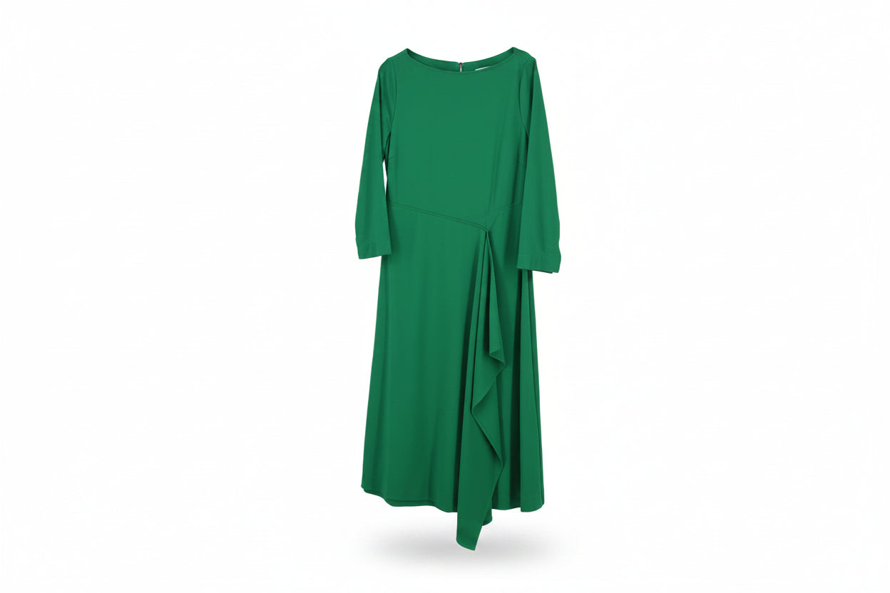 LK Bennett Green Draped Asymmetric Maxi Dress Size 12
