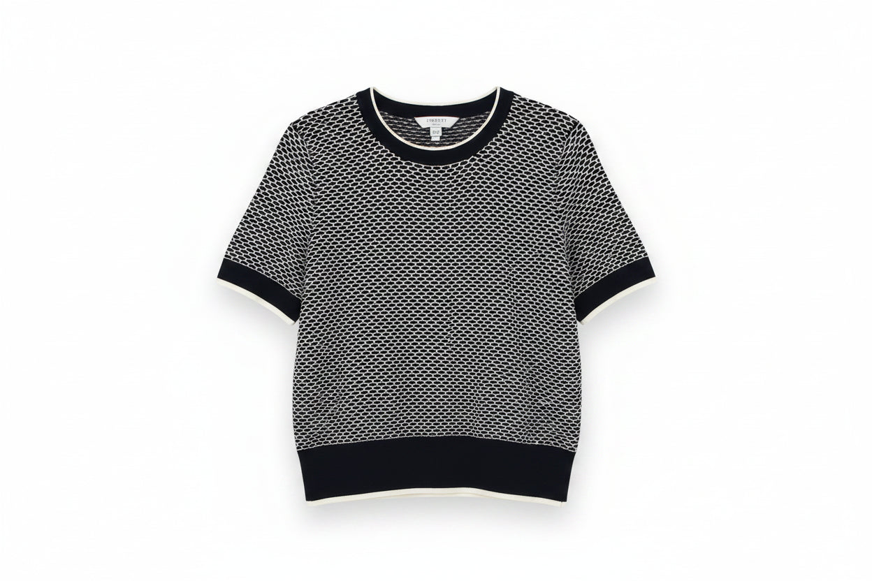 LK Bennett Navy Textured Top Size M