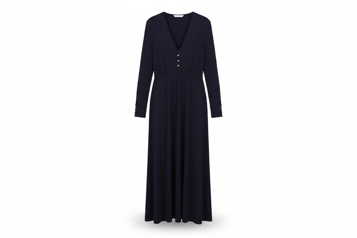 LK Bennett Navy Empire Maxi Dress Size 16