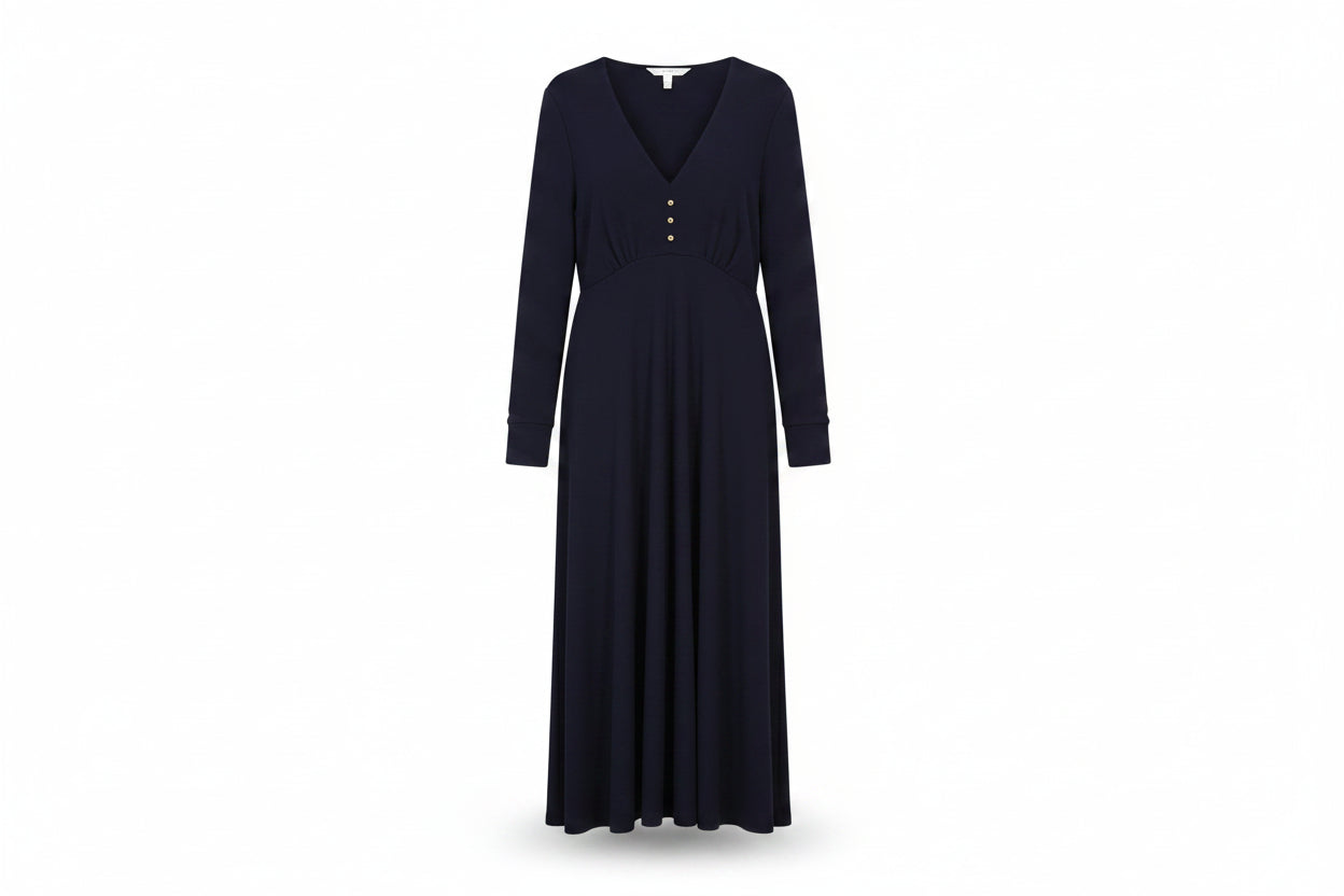 LK Bennett Navy A-line Maxi Dress