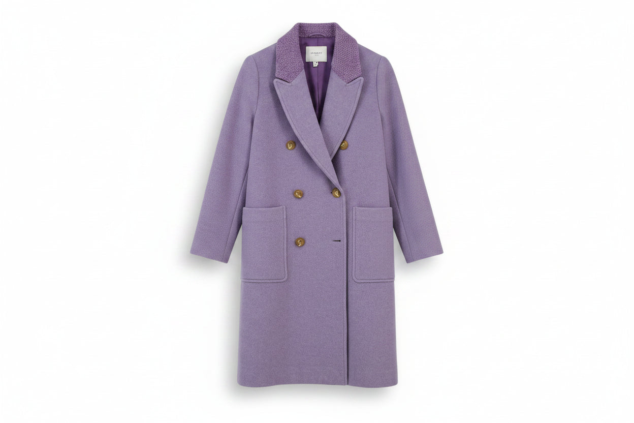 LK Bennett Purple Double-Breasted Long Coat