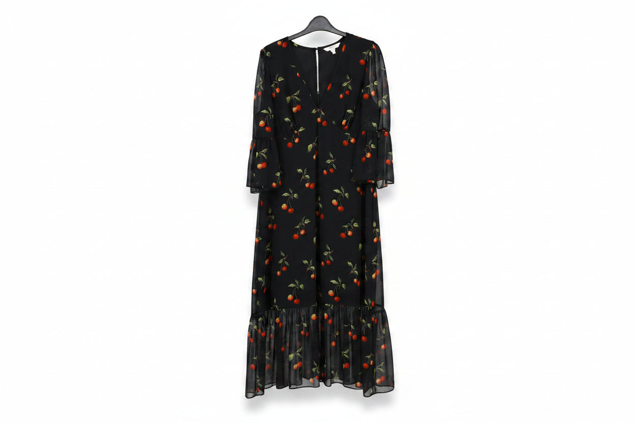 LK Bennett Black Ruffled Maxi Dress