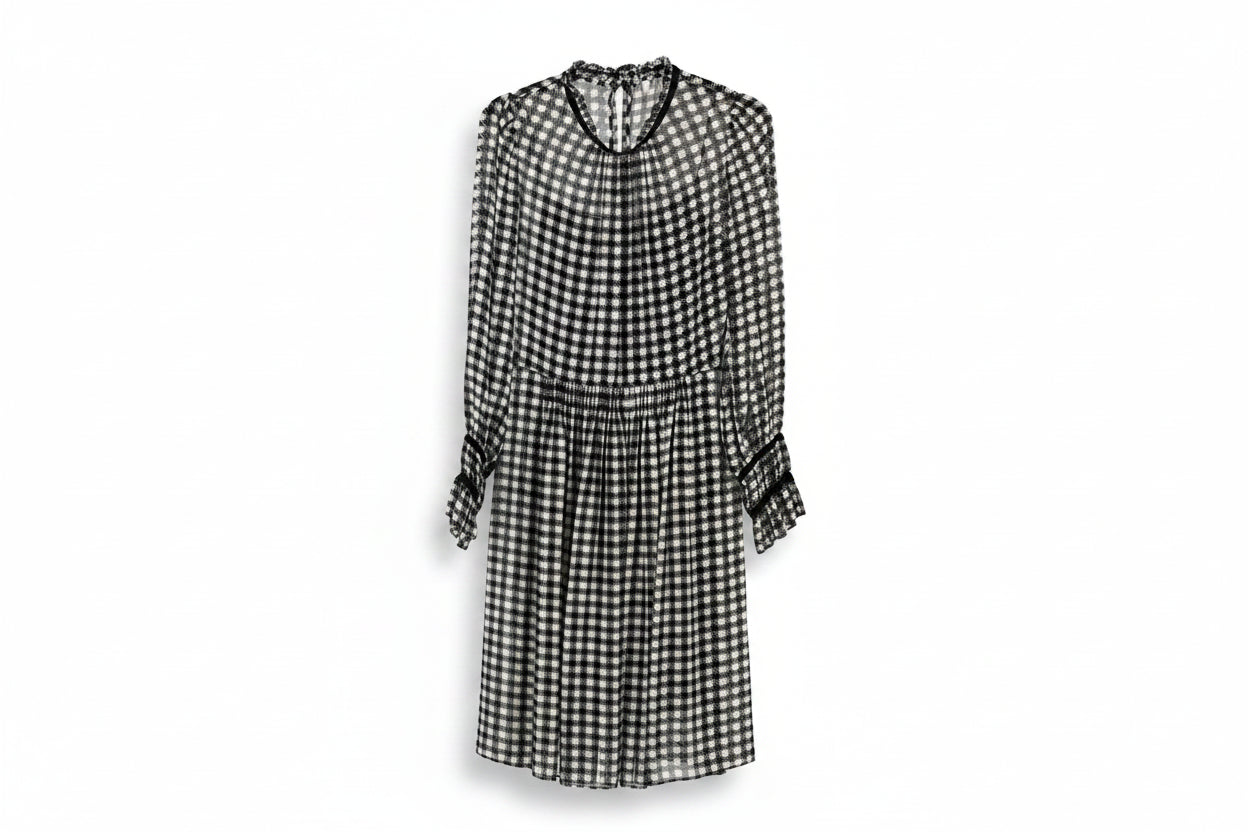 LK Bennett Black Checked Midi Dress