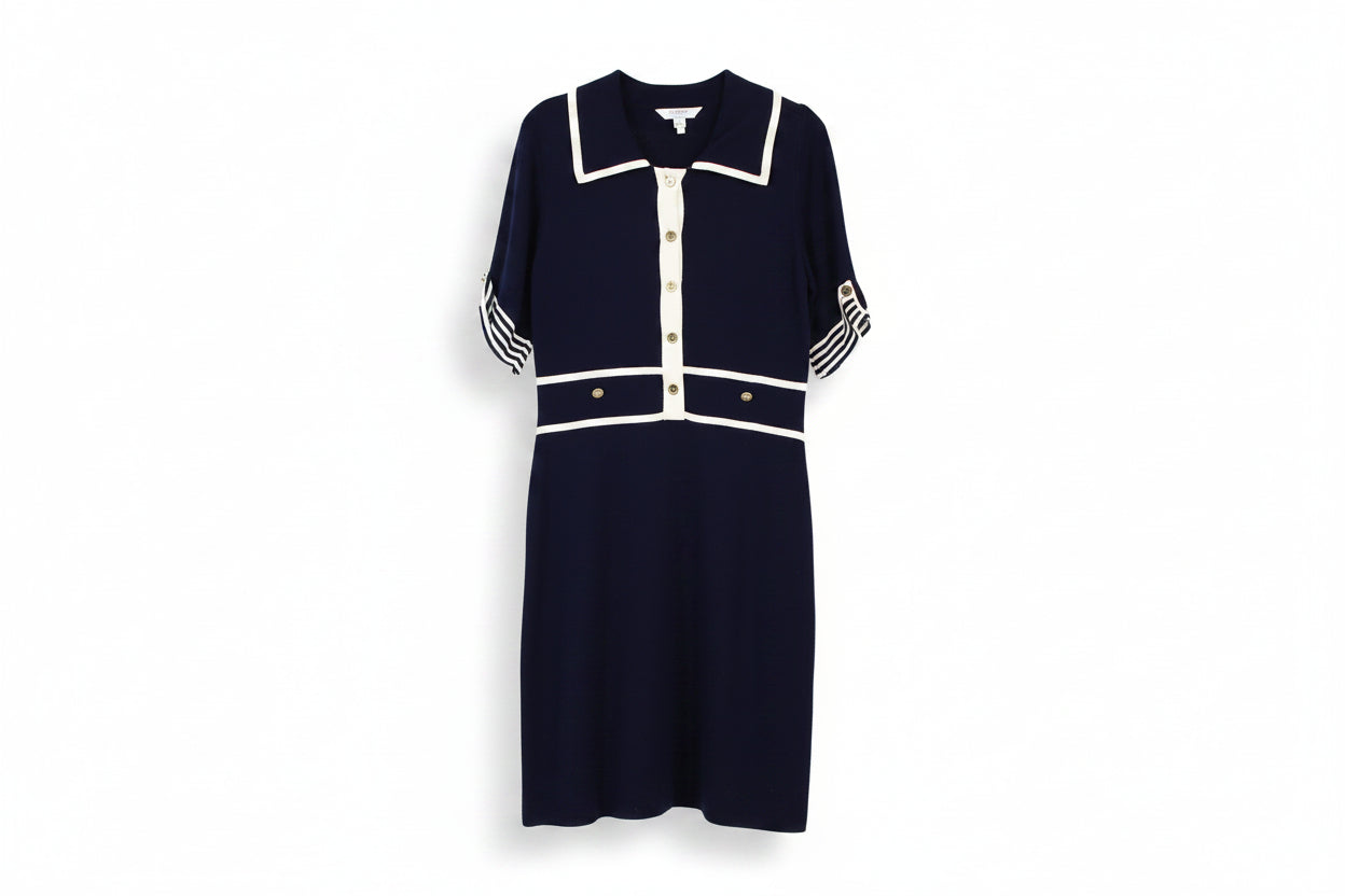 LK Bennett Navy Sailor-Inspired Maxi Shirt Dress