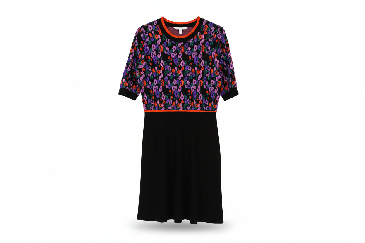 LK Bennett Black Colourblock Floral Maxi Dress Size M