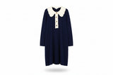 LK Bennett Navy Ruffled Midi Dress Size M