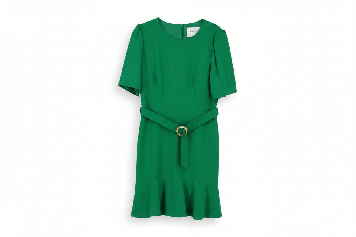LK Bennett Green Belted Midi Sheath Dress Size 16
