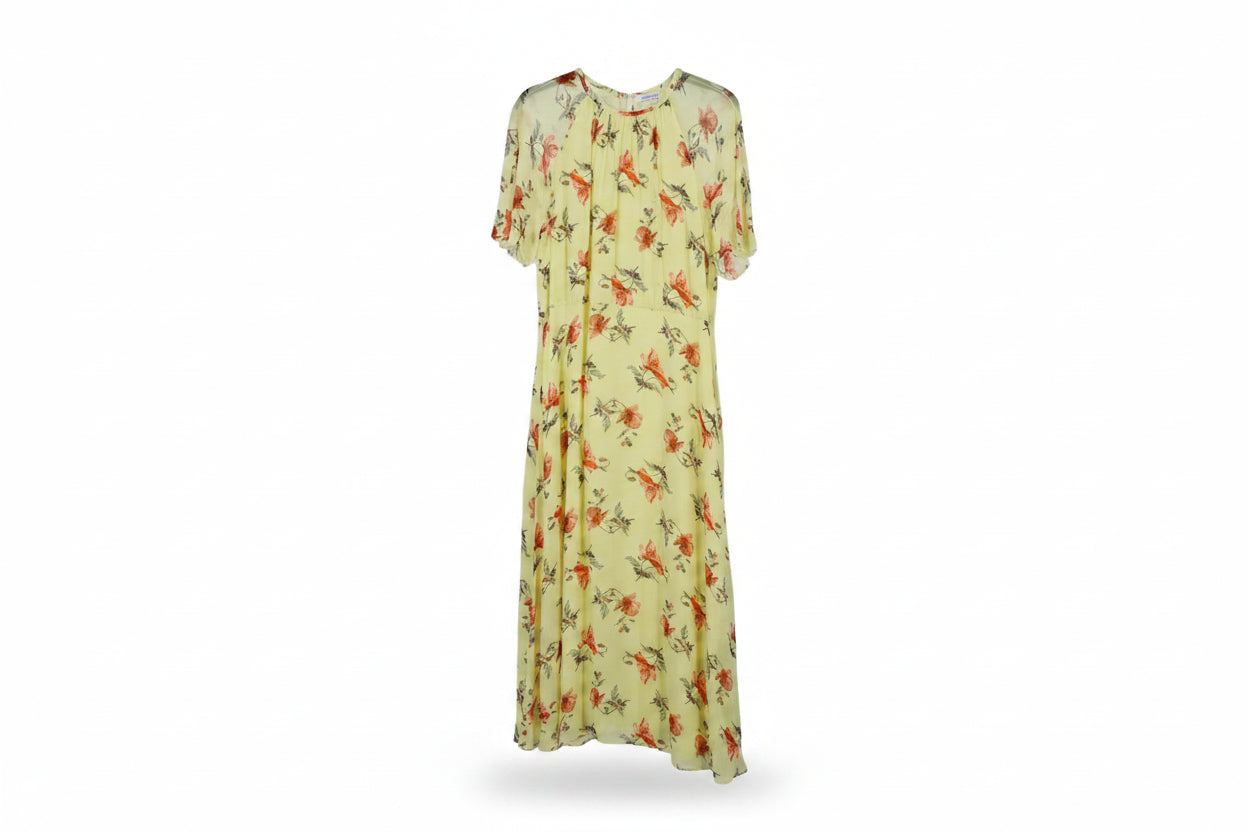 LK Bennett Yellow Blouson Maxi Dress Size 12