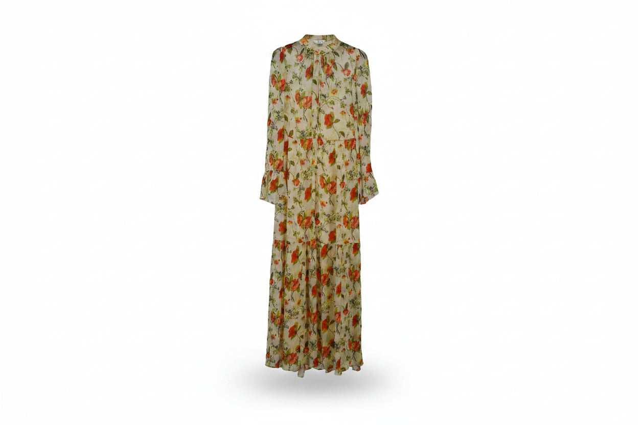 LK Bennett Beige Tiered Maxi Dress
