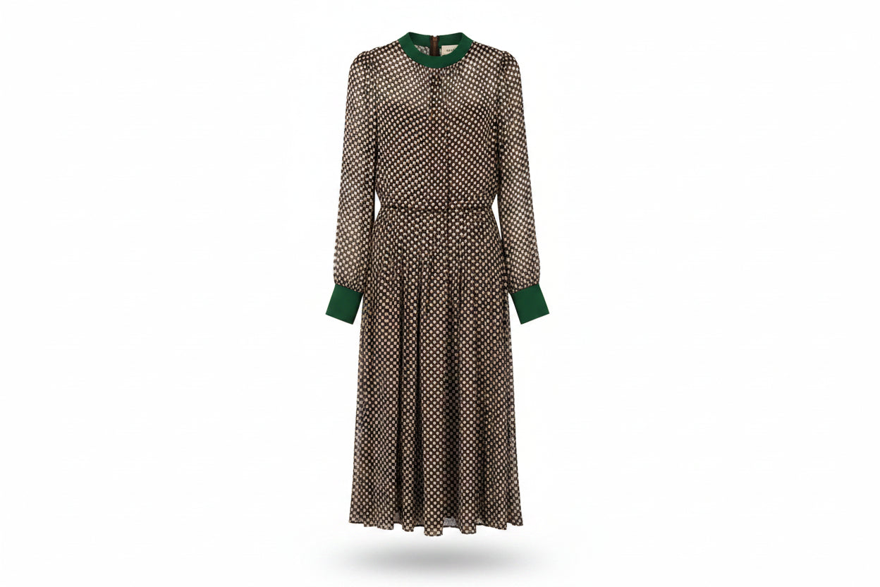 LK Bennett Brown Pleated Maxi Dress