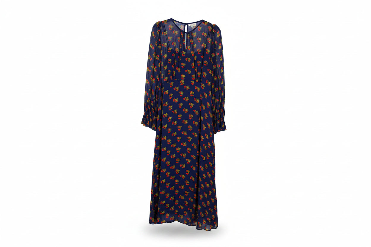 LK Bennett Navy Floral Maxi Dress Size 12