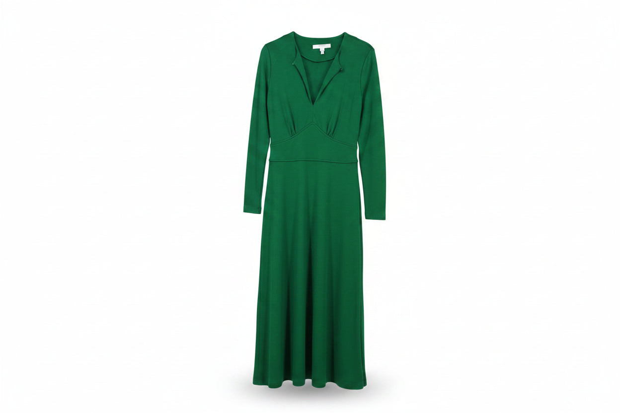 LK Bennett Green Seamed Flared Maxi Dress Size 8
