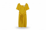LK Bennett Yellow Belted Sheath Maxi Dress Size 14