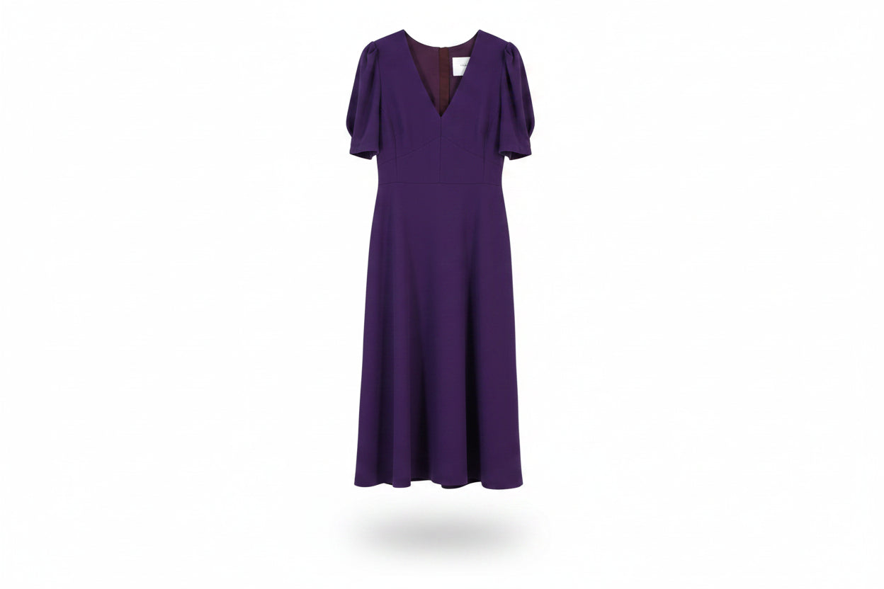 LK Bennett Purple Fit-and-Flare Maxi Dress Size 12