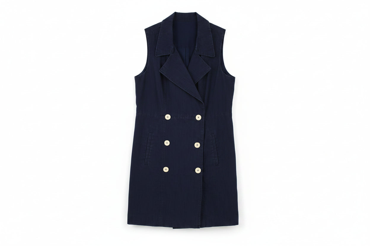 LK Bennett Navy Tailored Double-Breasted Maxi Dress Size 14
