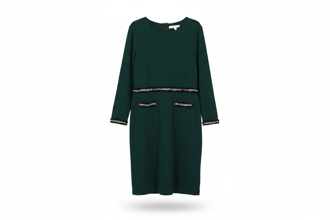 LK Bennett Green Shift Midi Dress Size 14