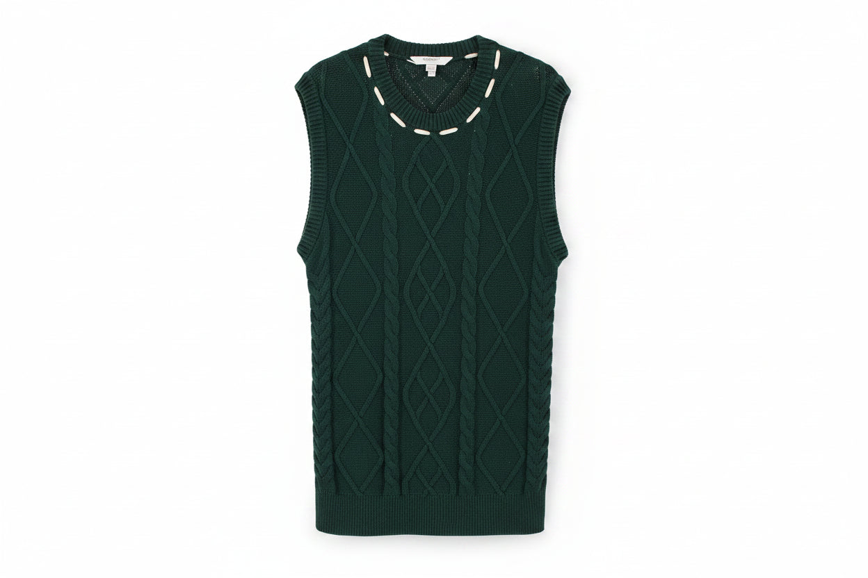 LK Bennett Green Cable-Knit Sweater Size M
