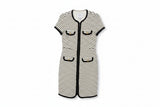 LK Bennett White Striped Pocketed Midi Dress Size 8