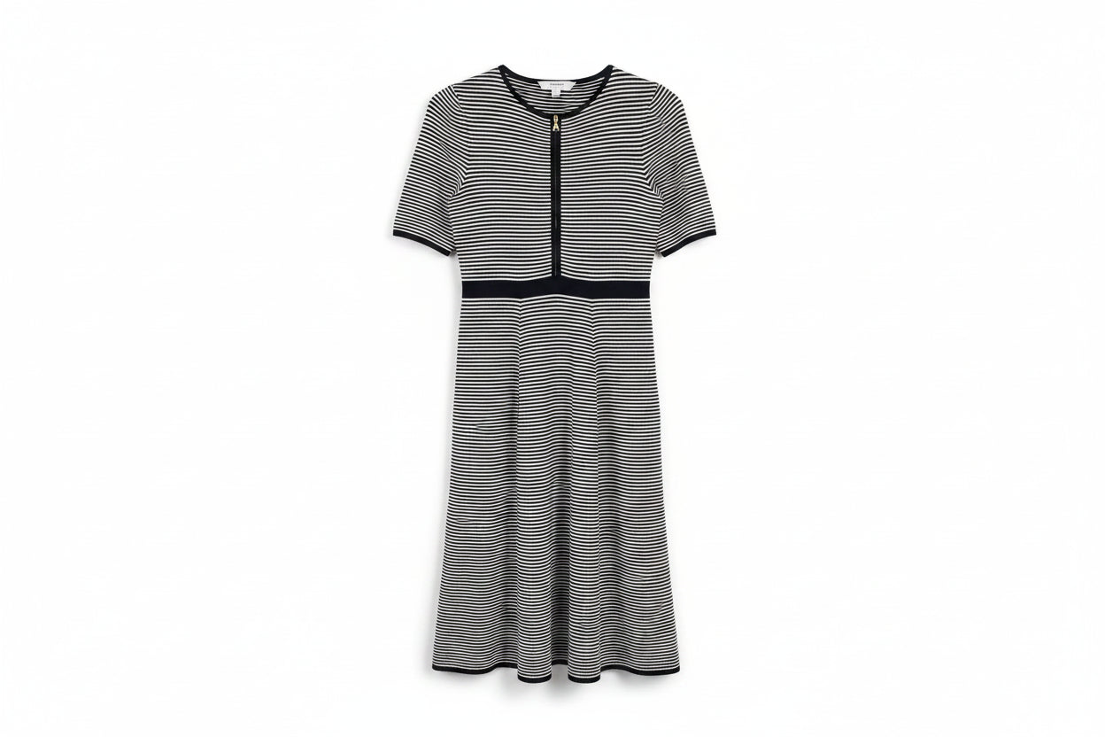 LK Bennett Navy Striped A-line Maxi Dress