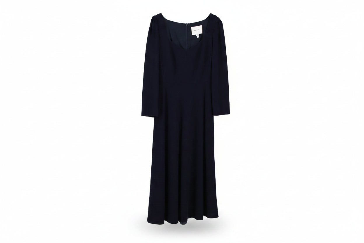 LK Bennett Navy Fitted Maxi Dress Size 12