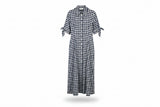 LK Bennett Navy Gingham Maxi Shirt Dress