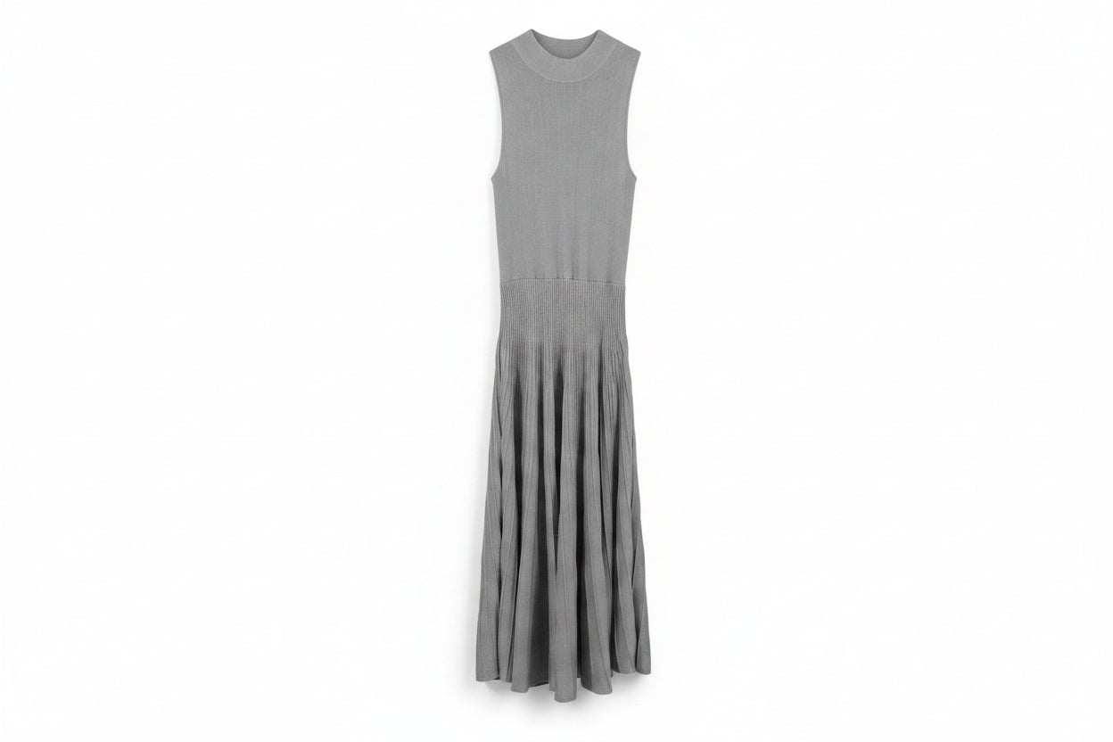 LK Bennett Grey Pleated Maxi Dress Size L